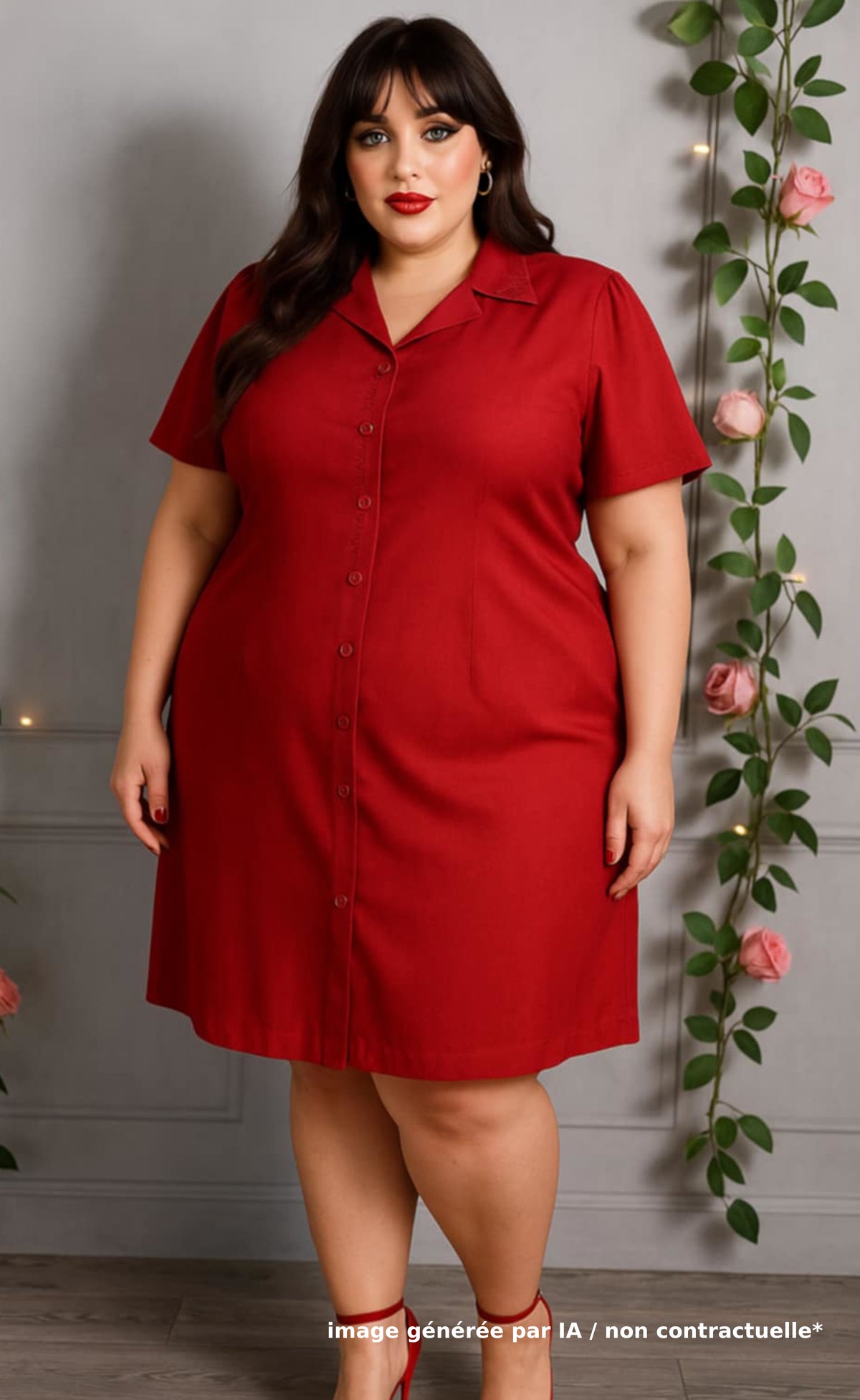 Robe rouge avec broderies