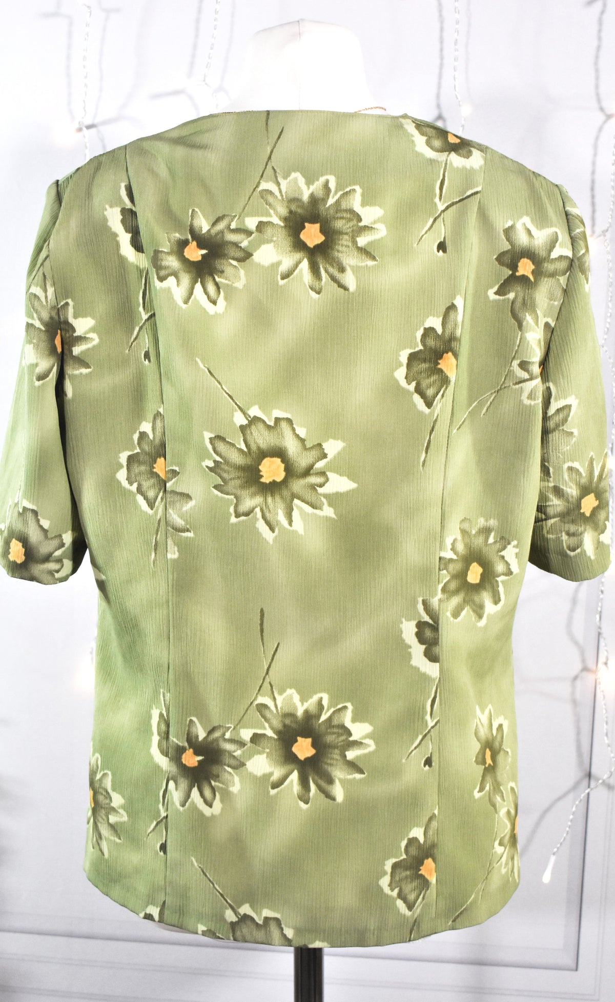Chemise foulard verte à fleurs