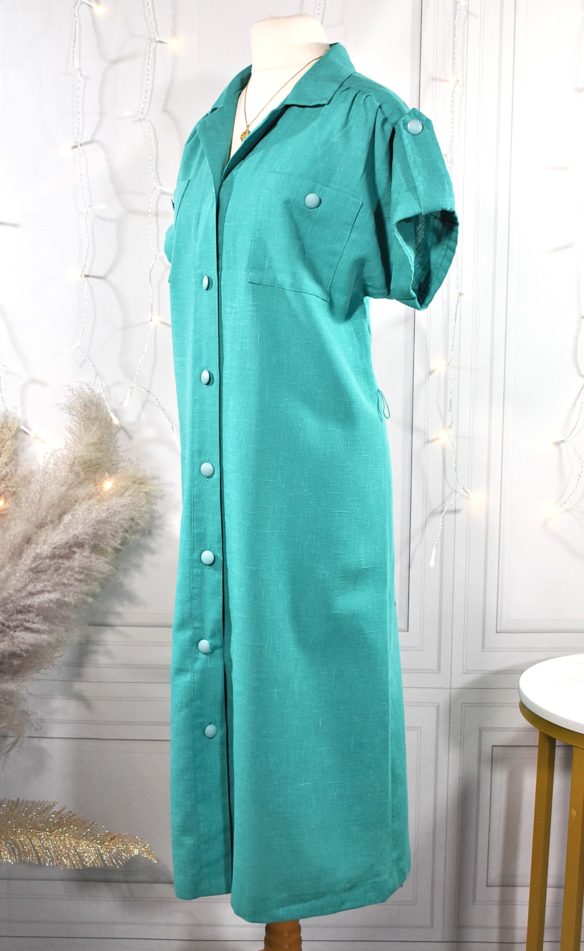 Robe en lin vert émeraude