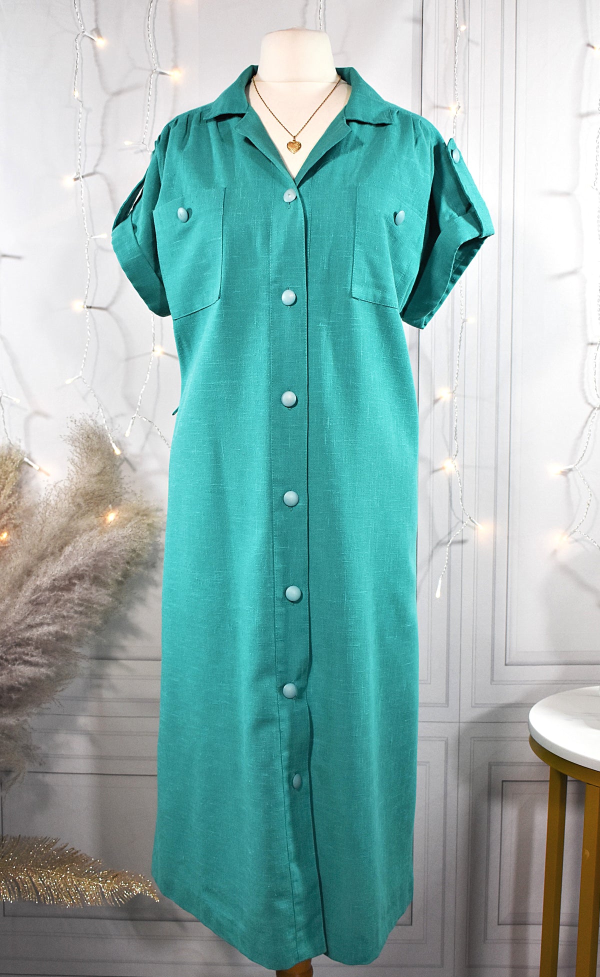 Robe en lin vert émeraude