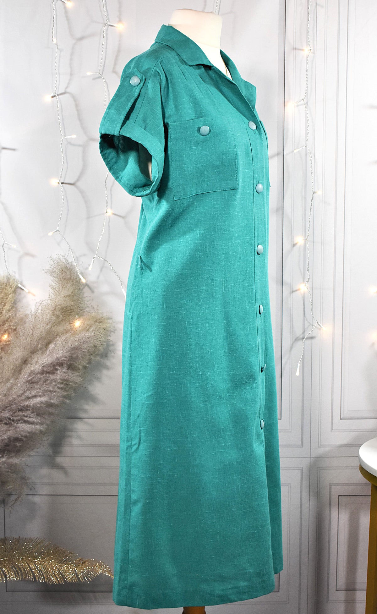 Robe en lin vert émeraude